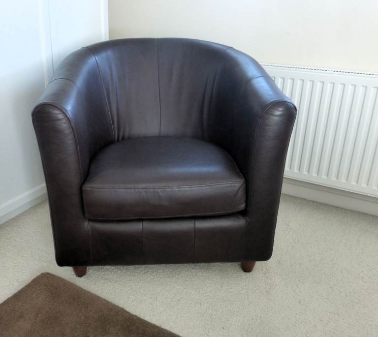 Brown Leather Easy Chairs – Good Condition