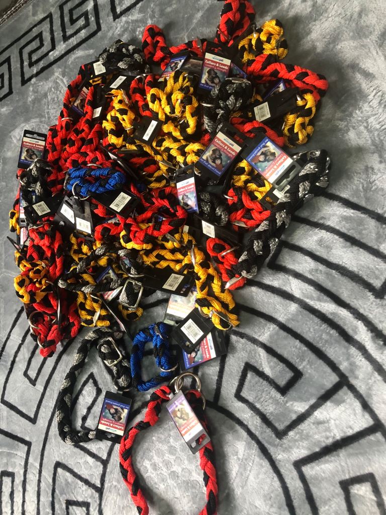 Job lot 79 x mix sizes dog collars new with tags 