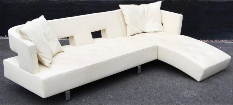 Formenti Italian Cream Leather Corner Sofa