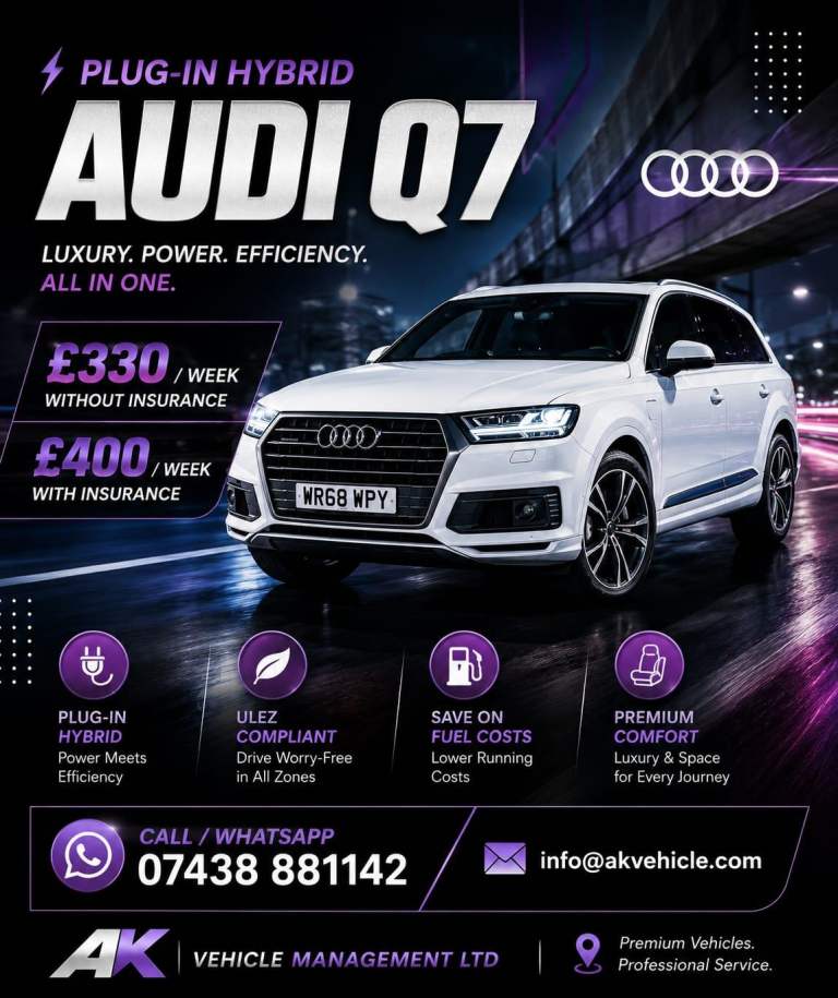 🚀 Drive Premium with the Audi Q7 e-tron (PCO Approved)