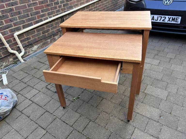 Wooden Desk with Pull-Out Shelf and Drawer – Fair Condition | in ...