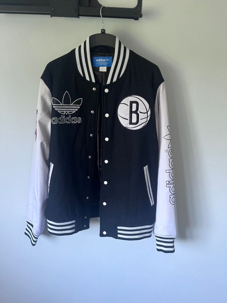 Adidas Brooklyn NBA Varsity Jacket - Black/White, Good Condition