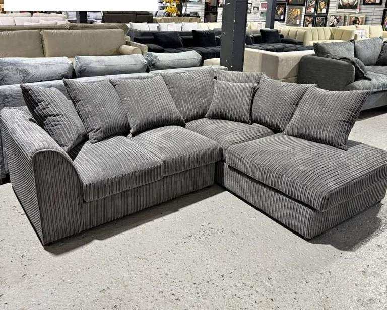 Brand New Grey Cord Corner Sofa with Chaise