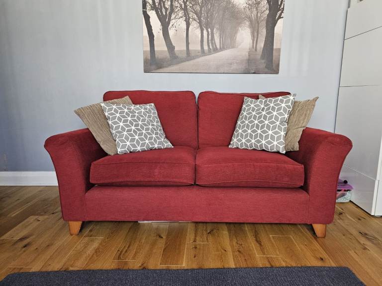 M&S Red Sofa Chenille 