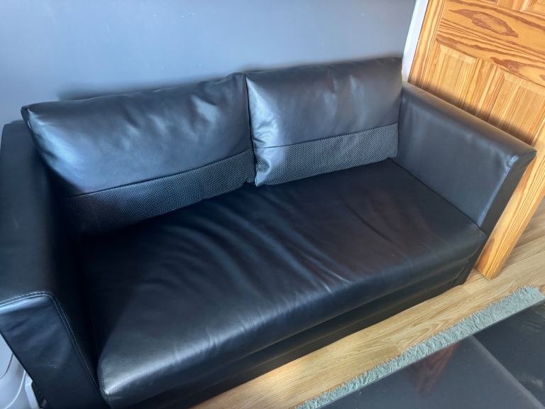Faux Leather Sofa Bed - Black