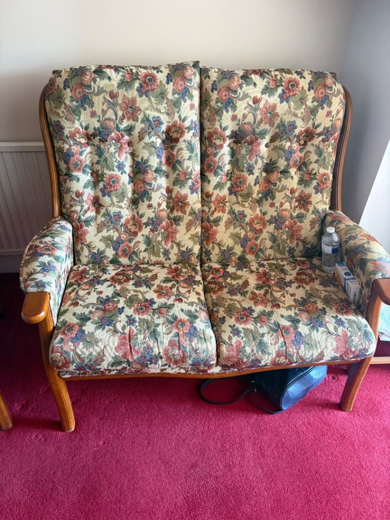 Two-Seater Floral Sofa  & armchair matching – Good Condition
