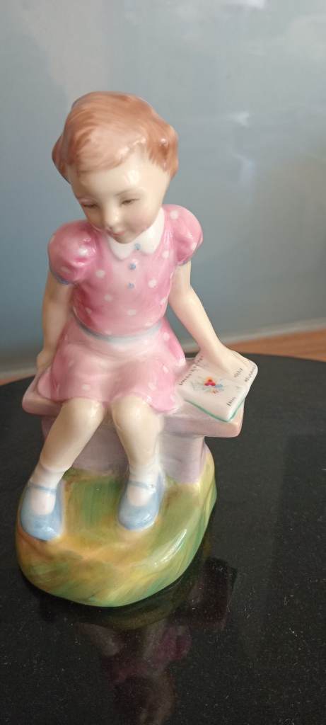 ROYAL DOULTON FIGURINE HN2047, TRIANG VINTAGE DOLLS' PUSHCHAIR AND HIGH CHAIR,SPODE BOWL.