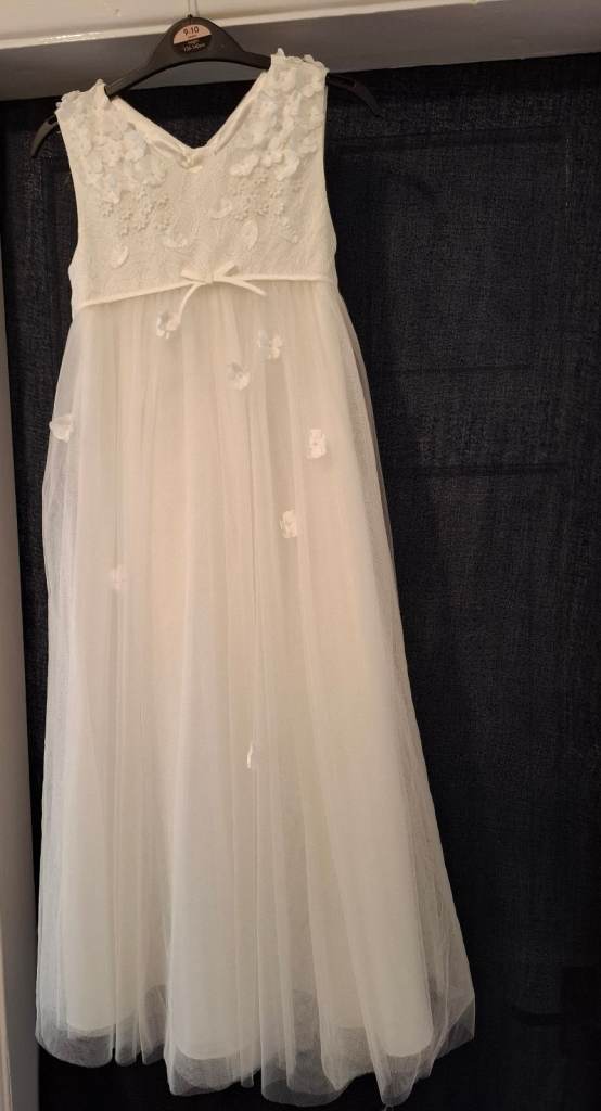 Girls Monsoon Bridesmaid, special occasion white dress 