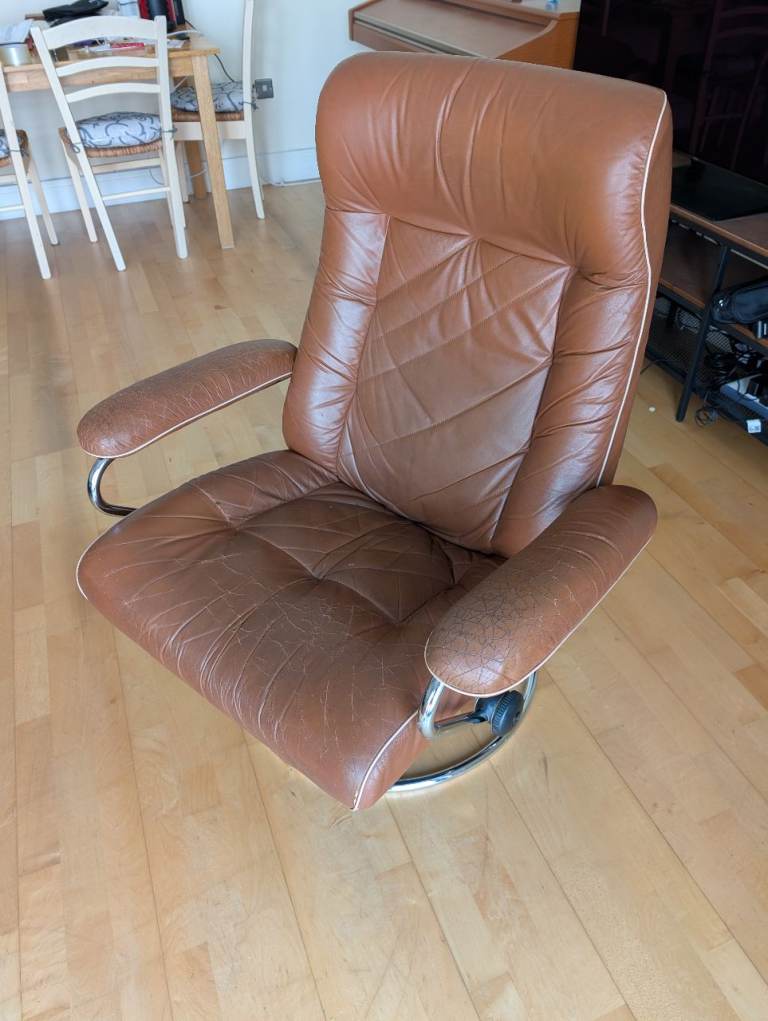 Free Leather Reclining Swivel Armchair