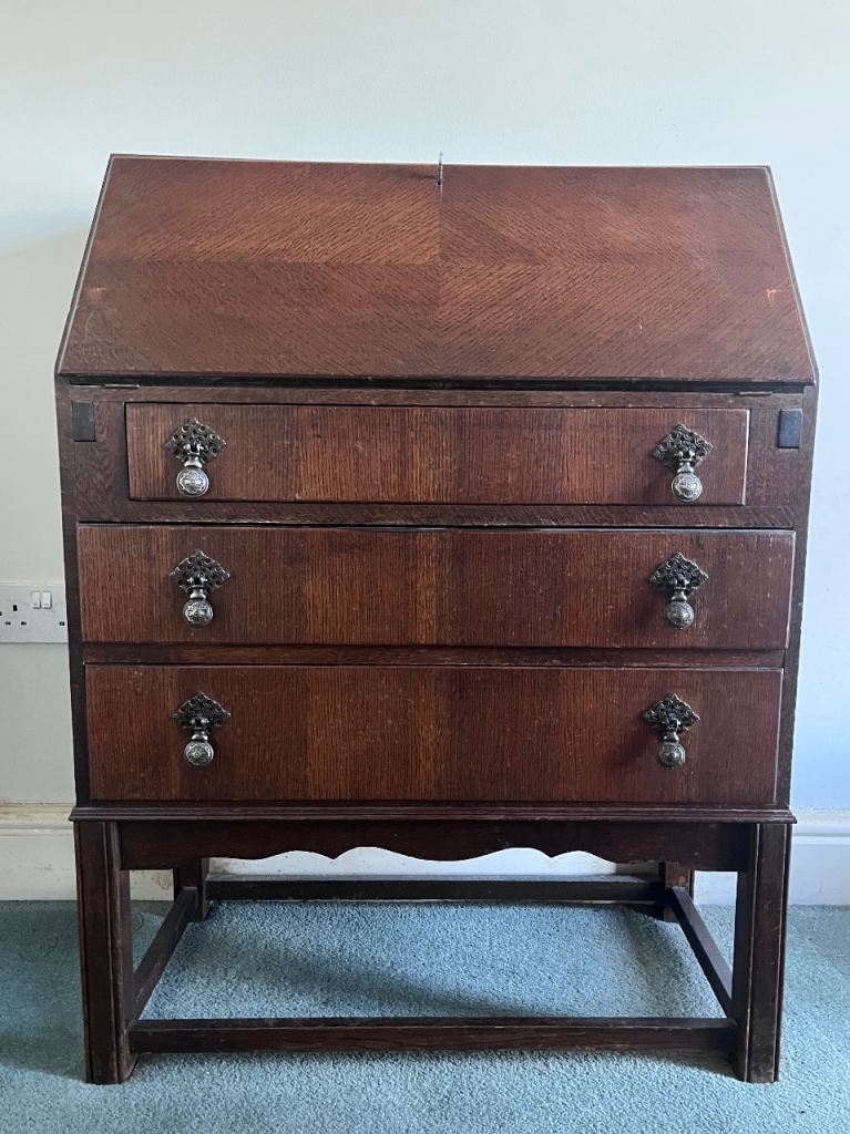 Antique 1930’s oak writing bureau