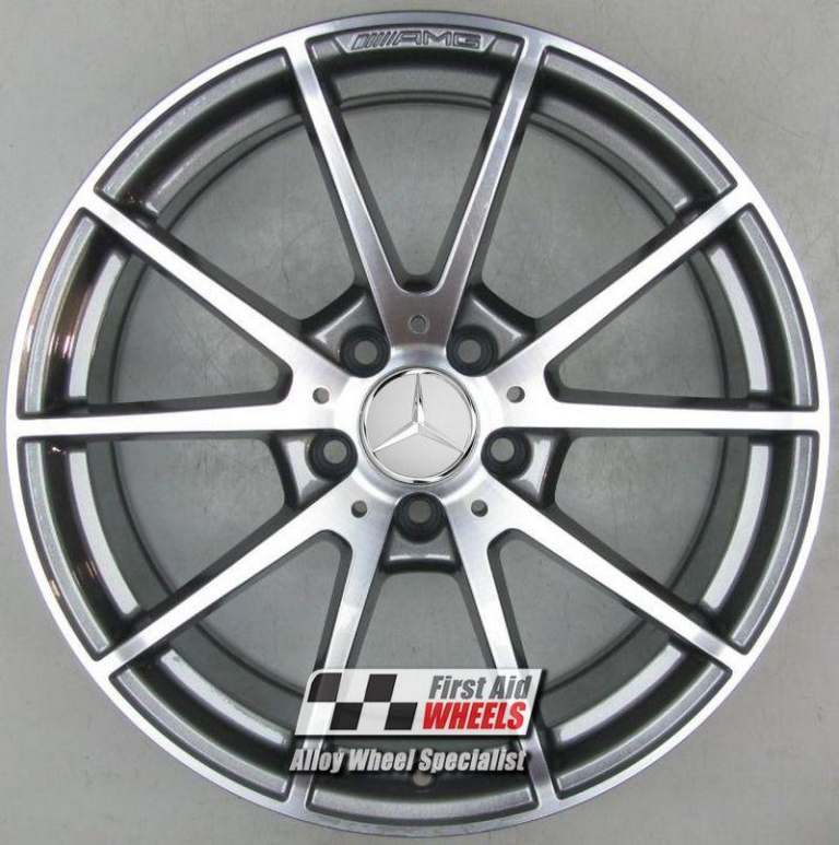 R535DCG Swap MERCEDES C CLASS S205 C63 4x 18'' GENUINE AMG 10 SPOKE GREY DIAMOND CUT ALLOY WHEELS