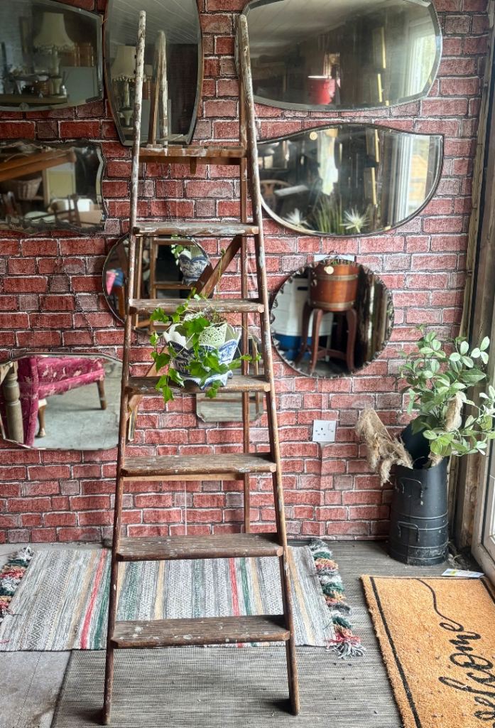 A Tall Vintage wooden step ladder wedding decor/garden display