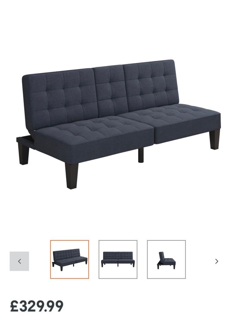 Adalynn Blue Convertible Split Back Sofa Bed