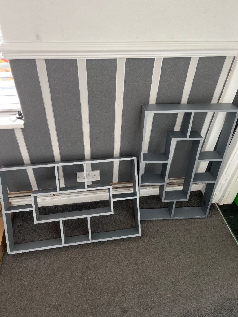Grey wall shelves