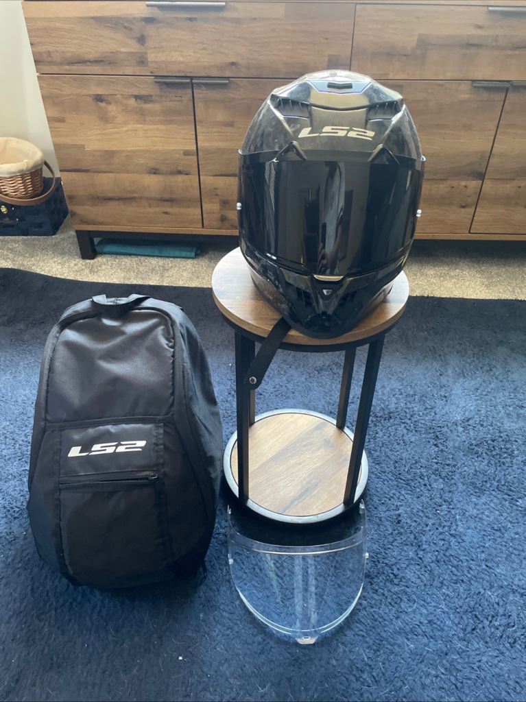 Medium LS2 Dragon Full Face Motorbike Helmet Forged Carbon and Nighttime visor comes with Helmet Bag