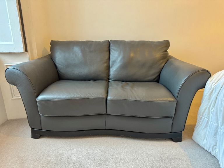 Natuzzi grey leather sofa 