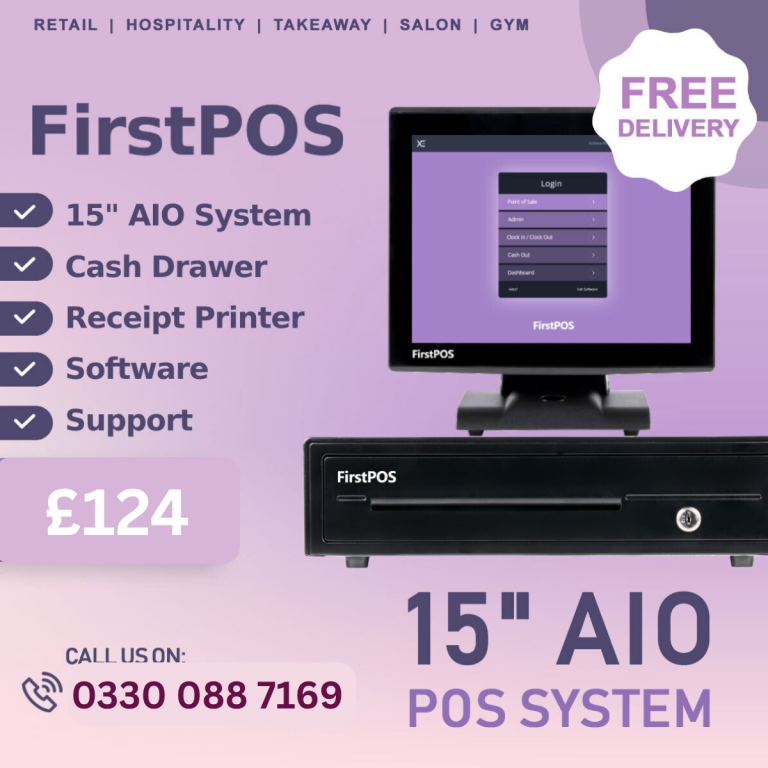  17 Inch Touchscreen EPOS POS Cash Register Till System for Retail, Hospitality, Takeaway and Salon