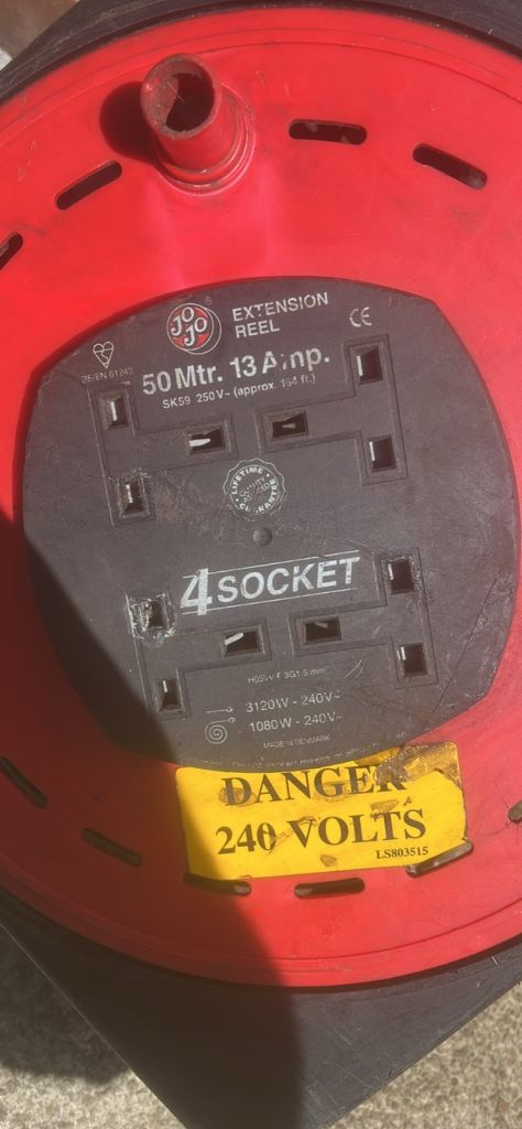 50 Metre 240v 4 socket extension cable