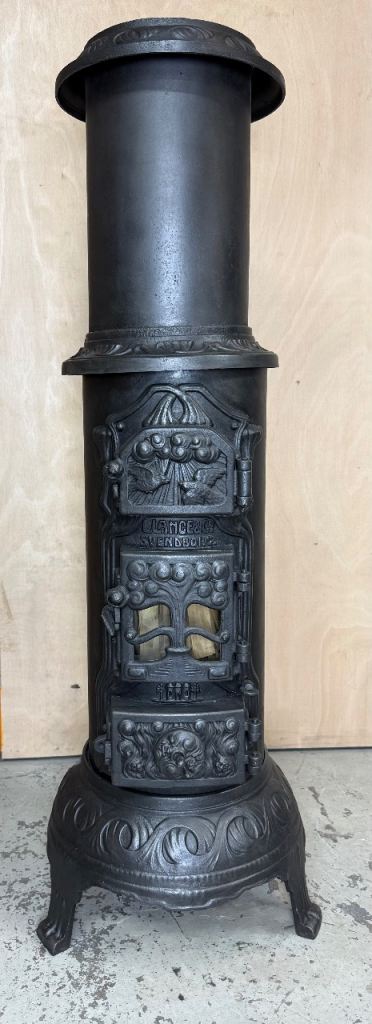 Restored Antique Danish Cast Iron Column Stove Llange & Co Svendborg Art Nouveau