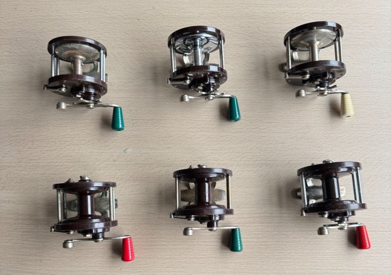 Set of 6 Vintage Fishing Reels – Good Condition