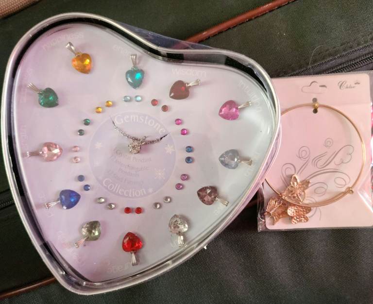 image for Gift Idea - CHILDS GEMSTONE PENDANT AND EARRINGS SET - NEW/SEALED