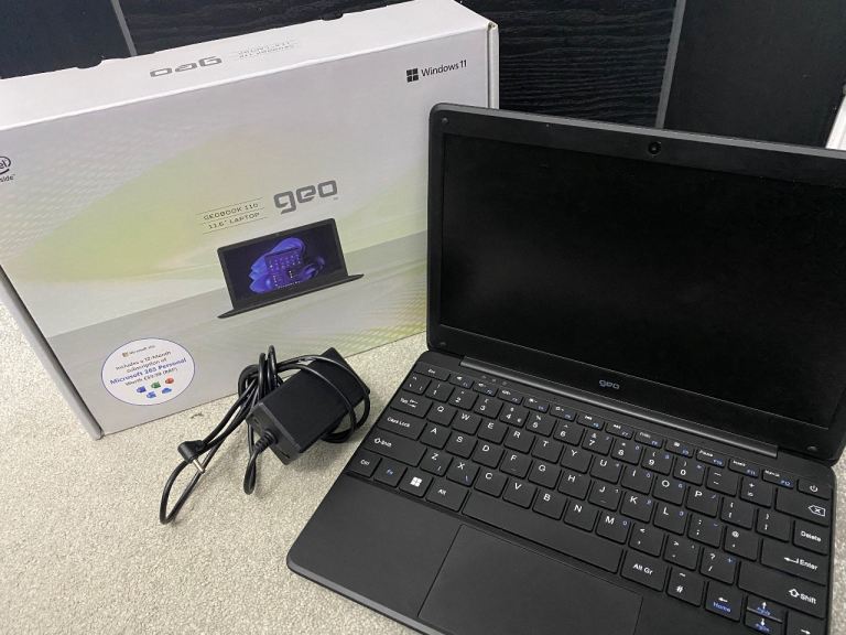 GeoBook 11.6” Laptop Windows 11 4GB RAM WiFi Webcam Student Laptop + Charger
