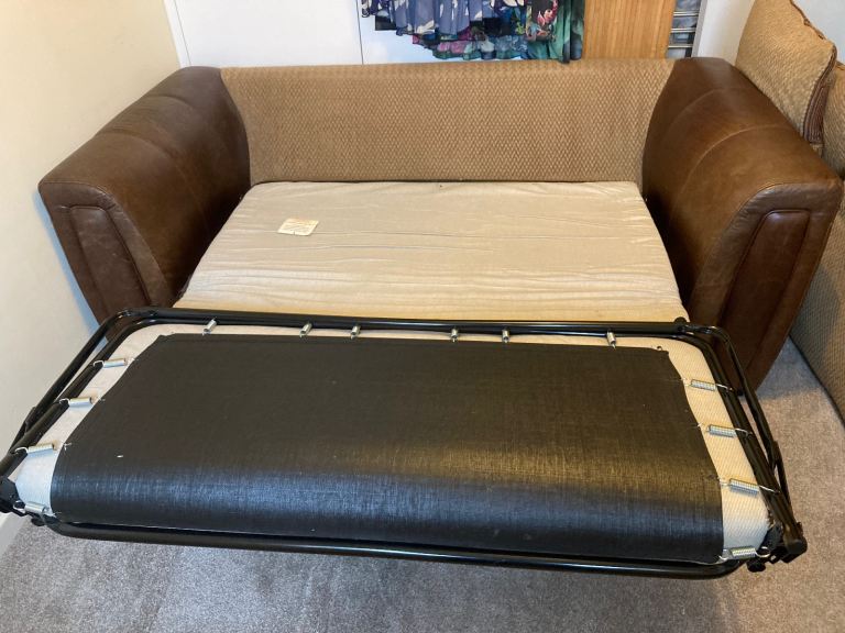 Faux leather 2-seater sofa bed