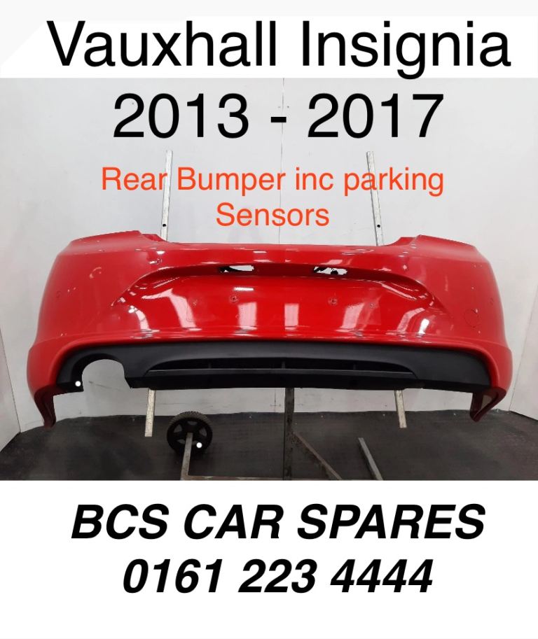 Vauxhall Insignia Rear Bumper Red inc Parking sensors. 2013 - 2017 