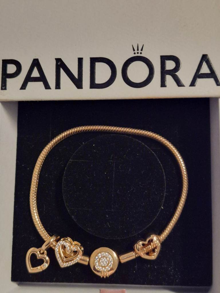 Genuine Beautiful Rose Gold Pandora Bracelet with Charms 