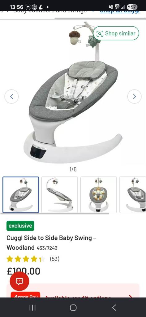 Baby side to side swing and moses basket