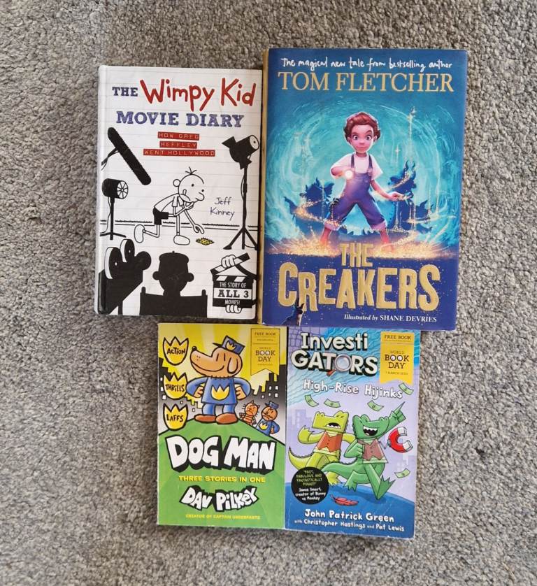 Children's Books Bundle: Wimpy Kid, Dog Man, The Creakers, InvestiGators