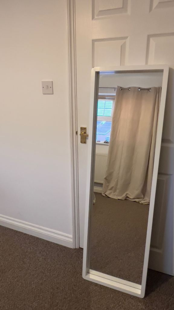 John Lewis Rounded Corners Full Length Mirror, 144 x 44cm, White