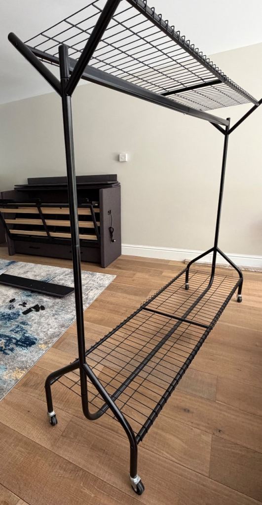 Black Metal Heavy Duty Clothes Rail with Shoe Rack/Storage– Like New