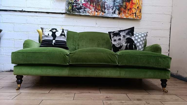 Timothy Oulton Lady may howard 3 seater sofa in green velvet RRP £5000