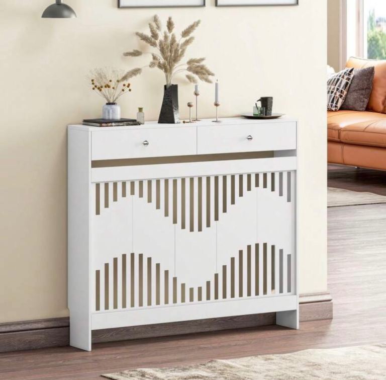 White radiator cover with drawers new 