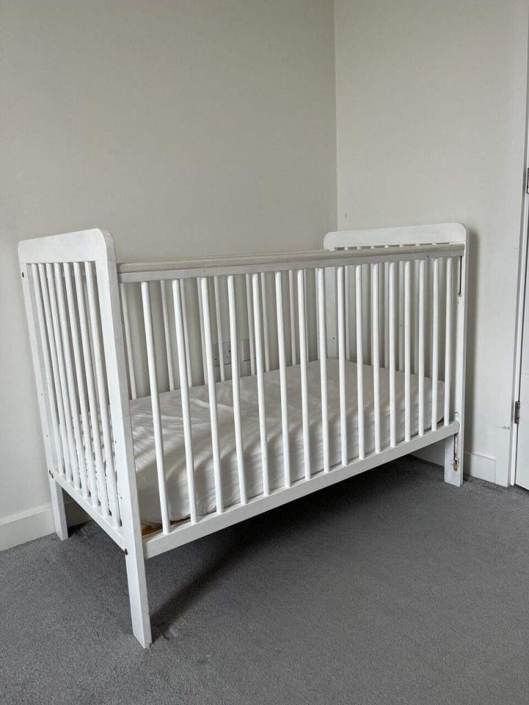 John Lewis Eric Wooden Baby Cot and Mattress,