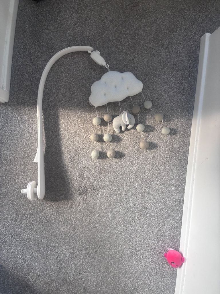 Cot bumper, blanket and mobile 