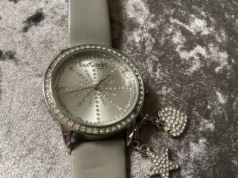 Grey leather Swarovski ladies Watch 