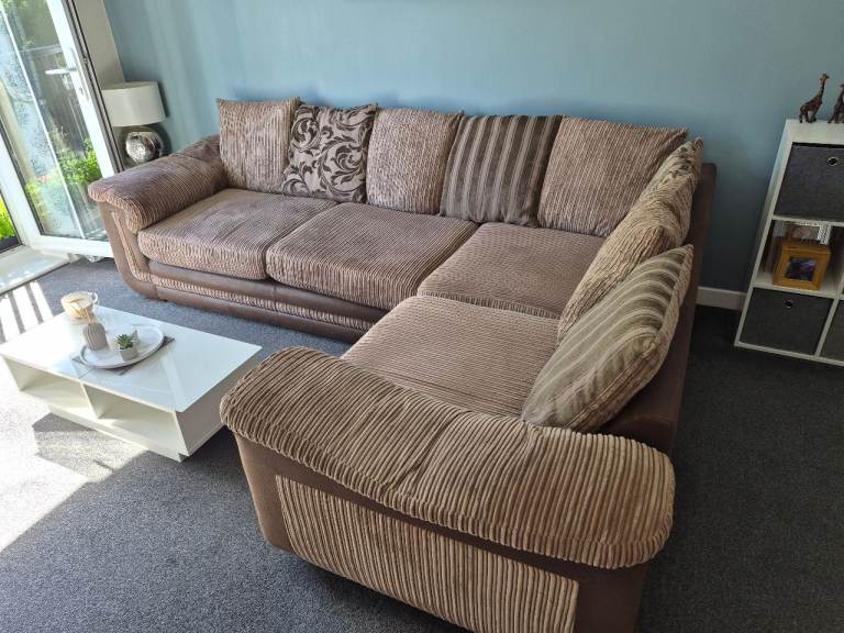 Comfortable Brown Fabric Corner Sofa – Good Condition