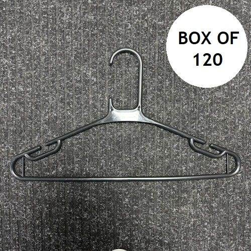 120 Black Plastic Adult Hangers, 41cm NEW