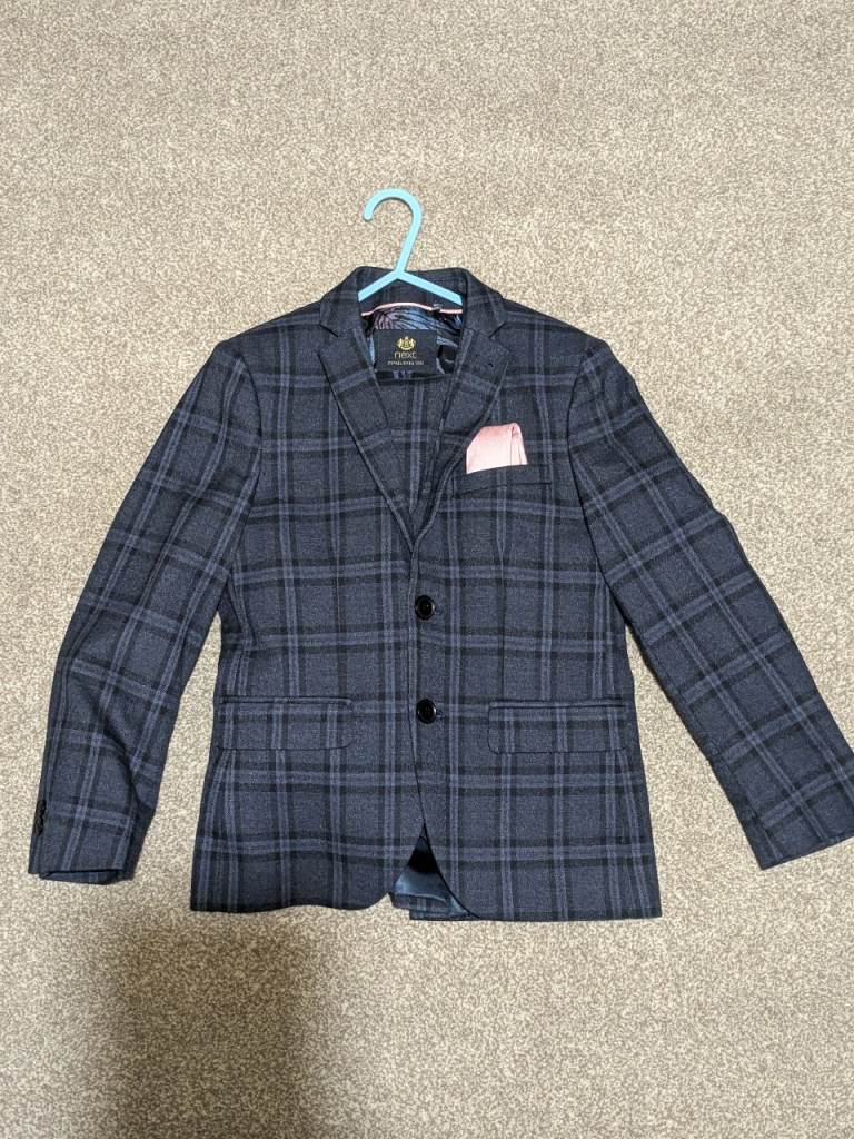 NEXT BOYS NAVY CHECK TAILORED 3PCS SUIT