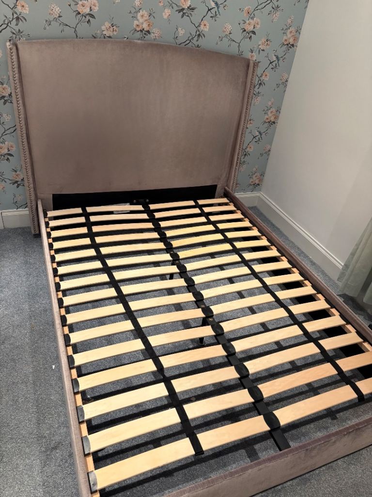 Double Bed Frame Velvet Grey