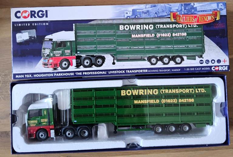 image for Corgi 1.50 scale model MAN TGX Livestock transporter. Bowring Transport.