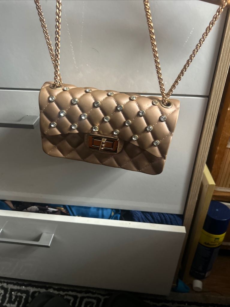 Gold Quilted Crossbody Bag with Chain Strap - As Good As New