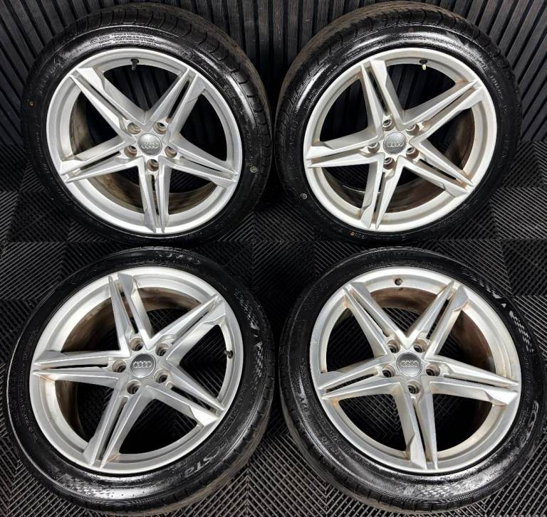 18" GENUINE AUDI A5 S LINE SILVER STAR SPOKE WHEELS ALLOYS TYRES