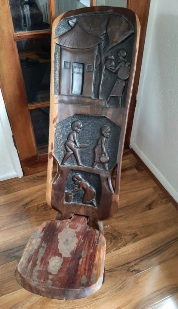 Vintage Traditional Wooden Hand Carved African Tribal chair nice piece of decor 