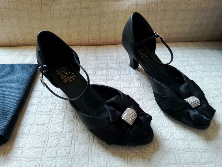 Roch Valley ladies black leather dancing shoes size UK 6.5, EU 41