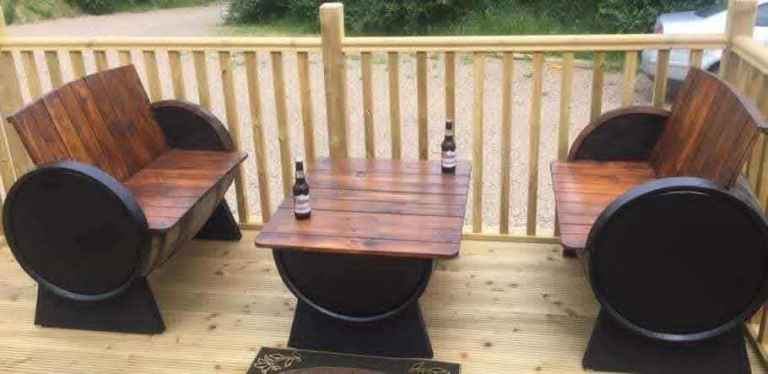 Oak barrel furniture for garden patio bar mancave 