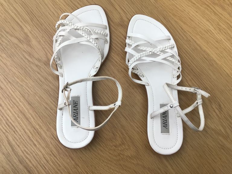 Ariana White Sandals Size 6 Never been worn  Please note have small amount fading near fastener  