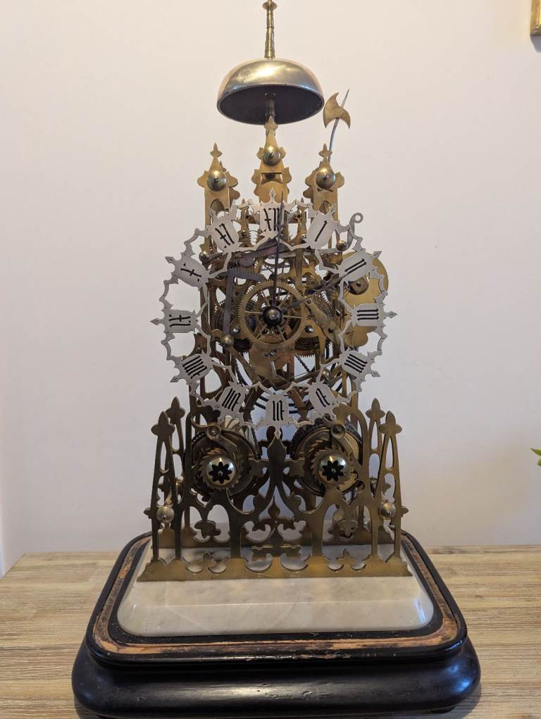 A Fine Large Victorian Twin Fusee Skeleton Clock c1870